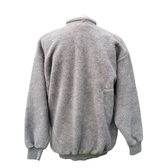 Cozy Y2k Fleece Sweater Art Unlimited M Sweatshirt Gray Mittens Grandma Vtg 90s - Picture 4 of 9